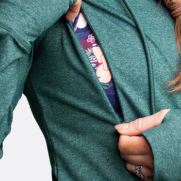 Cadenshae - Montana Green Activewear Nursing Hoodie. - Picture 2 of 5